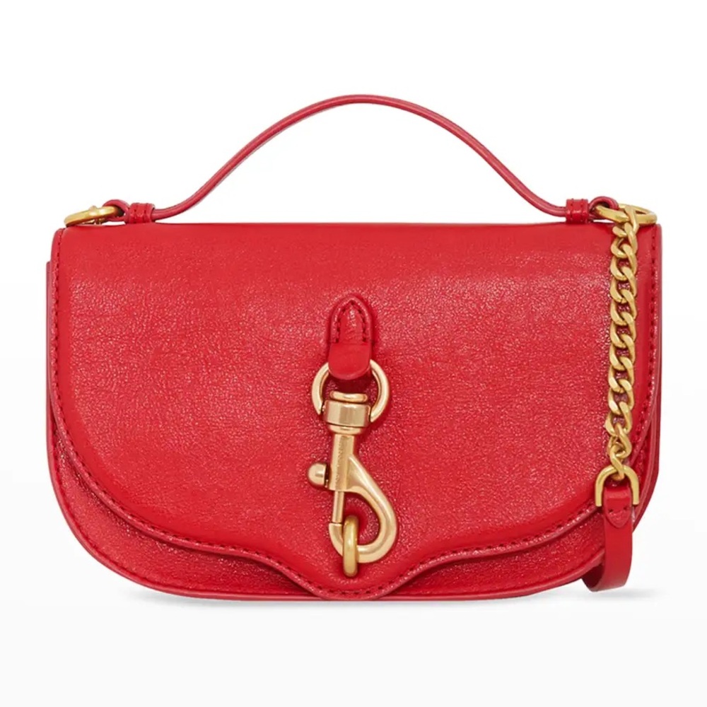 Rebecca Minkoff Megan Half Moon Red Leather Crossbody Bag